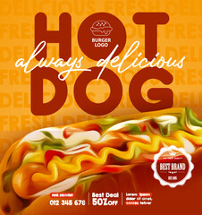 Tasty hot dog social media templates for promotions on the Food menu