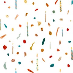 Confetti candle birthday cute pattern a watercolor