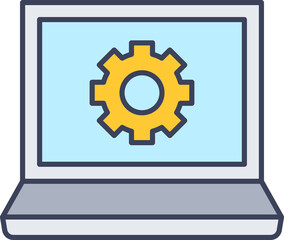 laptop computer and gear icon