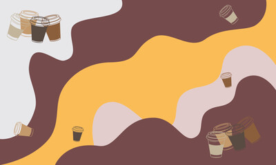 Abstract creative set on coffee color background. Vector concept for coffee shop and home, cafe. Simple and stylish template for social media. 
