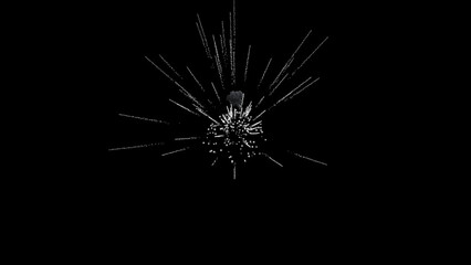 Fototapeta premium Explosion with thick smoke and flying smoke trails on black background. Science concept. Training. Educational visual animation. 3d render
