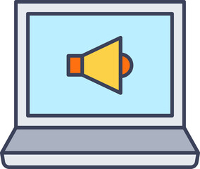 laptop computer and megaphone icon