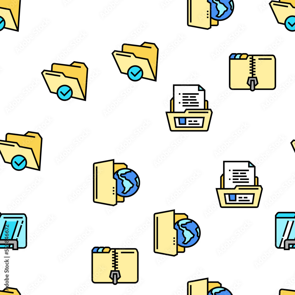 Poster folder paper business file empty vector seamless pattern thin line illustration