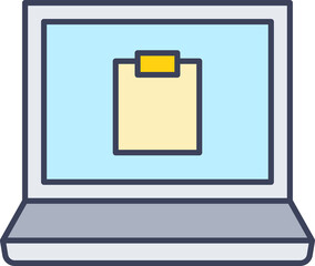 laptop computer and clipboard icon