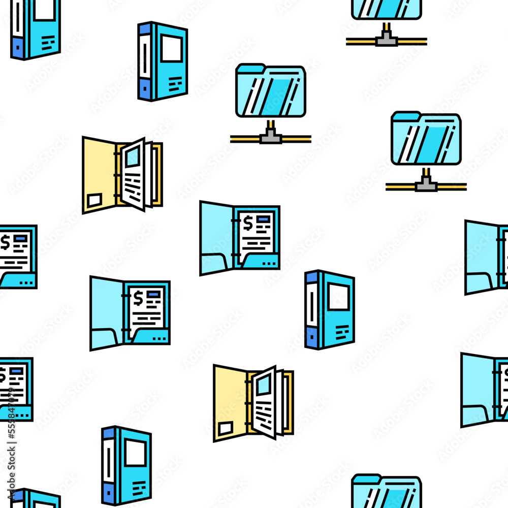 Poster folder paper business file empty vector seamless pattern thin line illustration