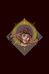 Head with hand vector illustration