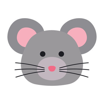 Cute Mouse Face Rodent Animal Character in Animated Cartoon Vector Illustration