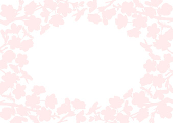 桜の花のシルエットのフレーム　A4サイズ横型