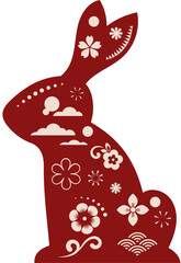 Floral Rabbit Symbol for Chinese New Year 2023