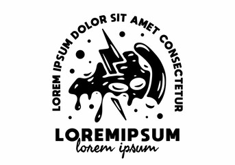 Illustration design of pizza and thunder tattoo