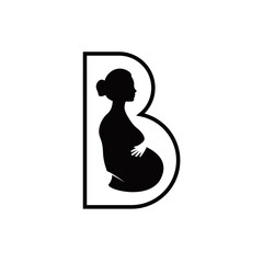 Letter B beauty pregnant woman logo design