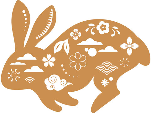 Floral Rabbit Symbol for Chinese New Year 2023