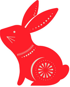Floral Rabbit Symbol for Chinese New Year 2023