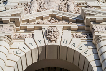 The entrance to city hall in Pasadena, California