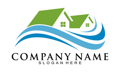 House and wave vector logo