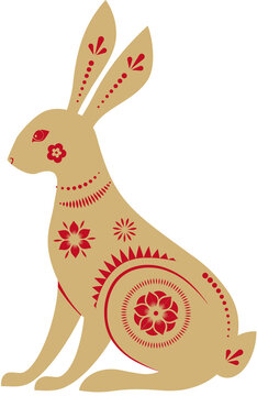 Floral Rabbit Symbol for Chinese New Year 2023