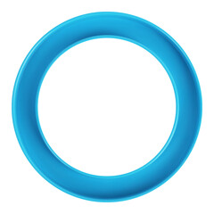 Blue plastic circle round frame for picture blank isolated on white background. Trendy bright vivid pastel color frames concepts
