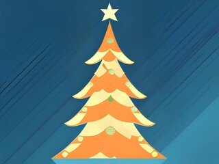 Generative AI,close-up of christmas tree against blue background