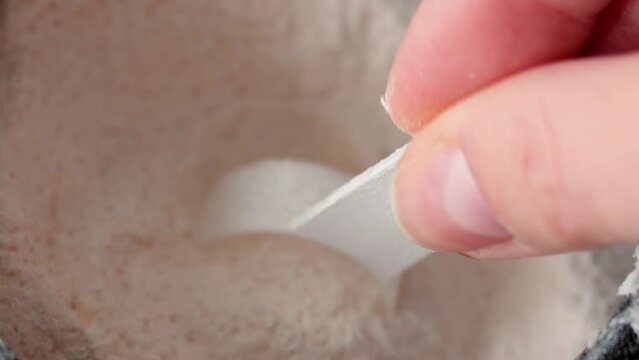 Dry electrolyte powder. Oral rehydration salts for athletes, close up