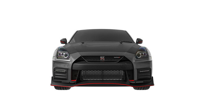 Nissan gtr NISMO on white, 3d rendering of black Nissan ONG transparent background