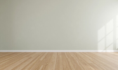 3d rendering of white empty room and wooden floor.
