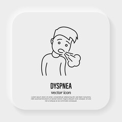 Dyspnea, asthma, coughing thin line icon. Difficulty to breath. Vector illustation.