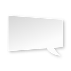 White trapezoid speech bubble with soft shadow