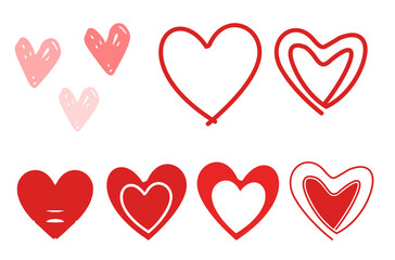 Red and black hearts icon sign isolated on white background vector illustration.