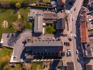 Sint-Jozefskerk (Saint Joseph Church) in Terjoden (Aalst), Belgium - aerial view