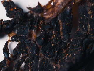 Close up of a beef jerky