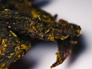 Close up of a beef jerky