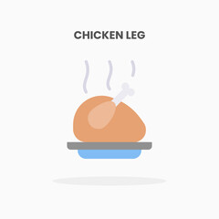 Chicken Leg icon flat. Vector illustration on white background. Can used for web, app, digital product, presentation, UI and many more.
