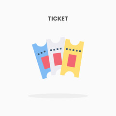 Ticket icon flat. Vector illustration on white background. Can used for web, app, digital product, presentation, UI and many more.