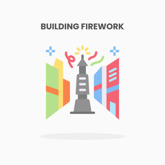 Building Firework icon flat. Vector illustration on white background. Can used for web, app, digital product, presentation, UI and many more.