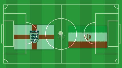 England vs Iran Football Match Design Element on Football field