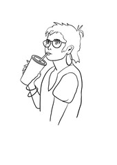 a girl with a drink in her hand