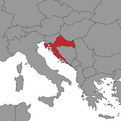 Croatia on world map. Vector illustration.