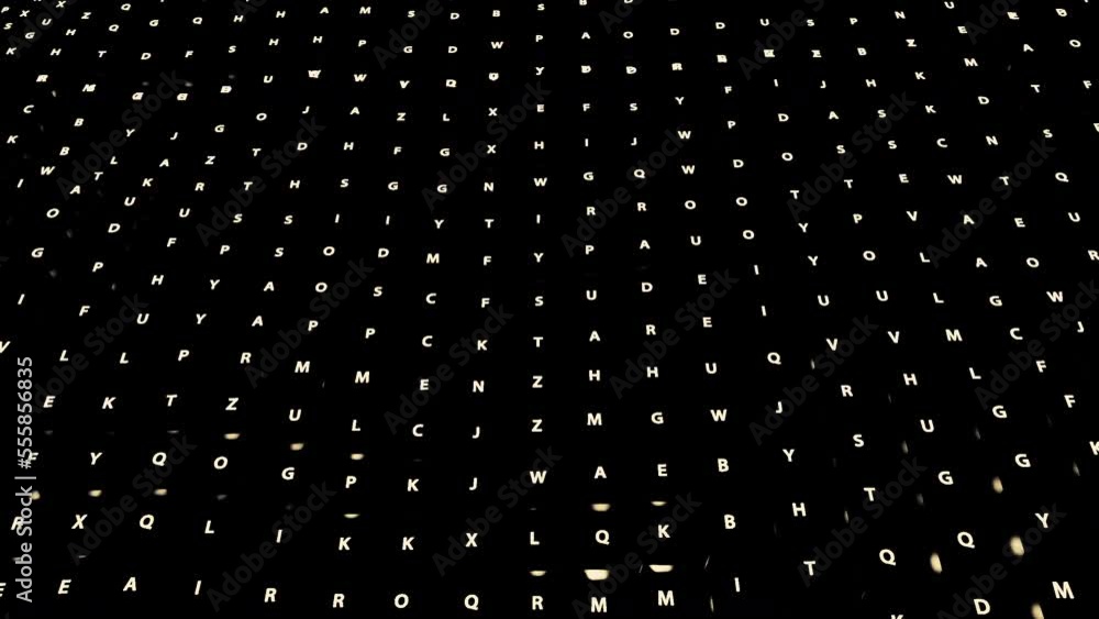 Poster black background with keyboard keys. design. bright letters highlighted in red and white colors in t