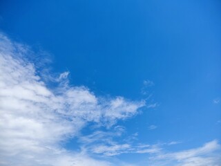 Naklejka na ściany i meble Summer blue sky cloud gradient light white background. Beauty clear cloudy in sunshine calm bright winter air bacground. Gloomy vivid cyan landscape in environment day horizon skyline view spring wind