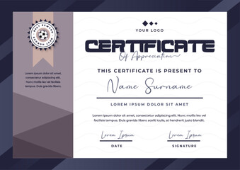 Football tournament, sport event certificate design template easy to customize