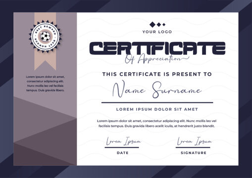 Football tournament, sport event certificate design template easy to customize