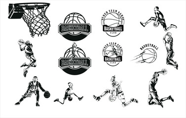 
assorted basketball silhouettes with styles and illustrations