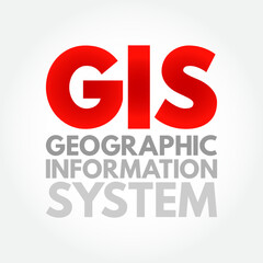 GIS Geographic Information System - type of database containing geographic data with software tools for managing, analyzing, and visualizing those data, acronym text concept background