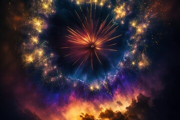 fireworks halo, generative ai composite