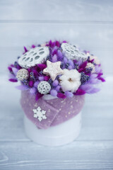 nice winter bouquet on the wooden background