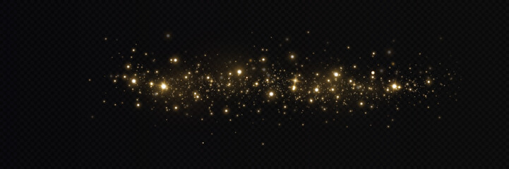 Light effect. Background of sparkling particles. Glittering elements on a transparent background.