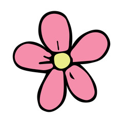 Fototapeta na wymiar Simple flower clipart. Hand drawn floral doodle. For print, web, design, decor, logo