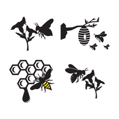 Bee or honeycomb logo,icon illustration design vector