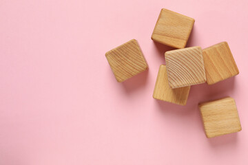 Blank wooden cubes for different concepts, space for text