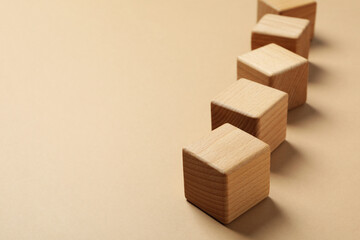 Blank wooden cubes for different concepts, space for text